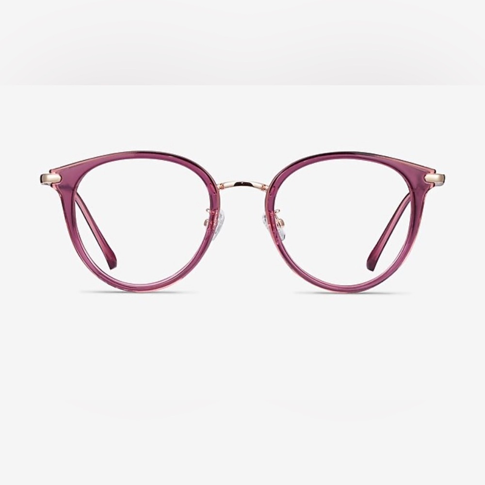 Hollie Glasses Round Pink Cassis Eyeglasses Women’s Spectacles